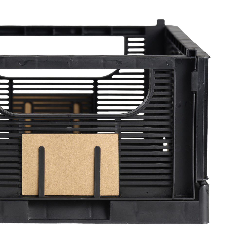 Linear Collapsible Crate | M | 33x25cm | Black (Set of 2) by DESIGNSTUFF (linear-collapsible-crate-m-33x25cm-black-set-of-2)