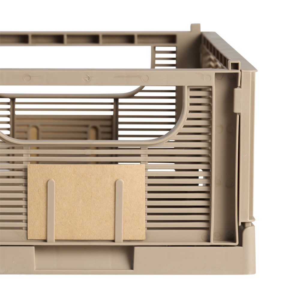 Linear Collapsible Crate | M | 33x25cm | Taupe (Set of 2) by DESIGNSTUFF (linear-collapsible-crate-m-33x25cm-taupe-set-of-2)
