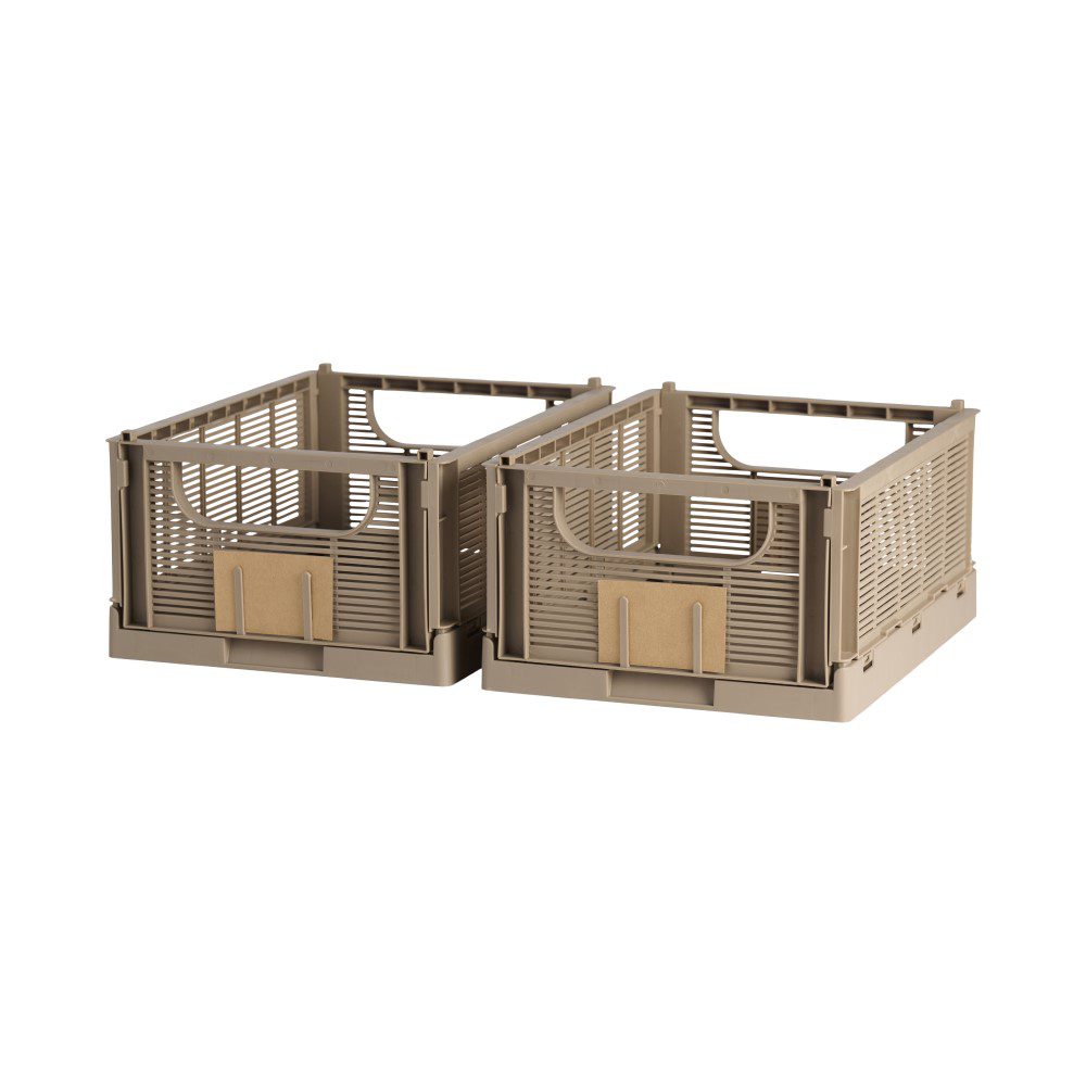 Linear Collapsible Crate | M | 33x25cm | Taupe (Set of 2)