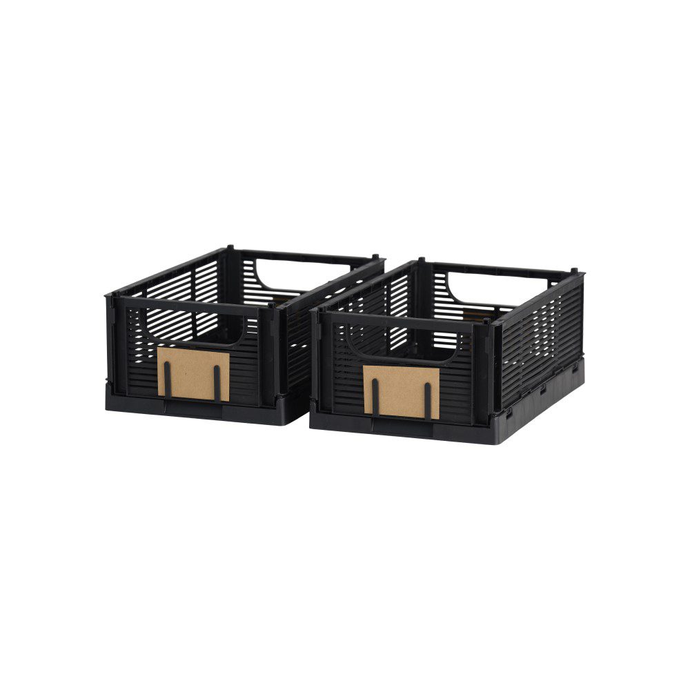 Linear Collapsible Crate | S | 25x16cm | Black (Set of 2)