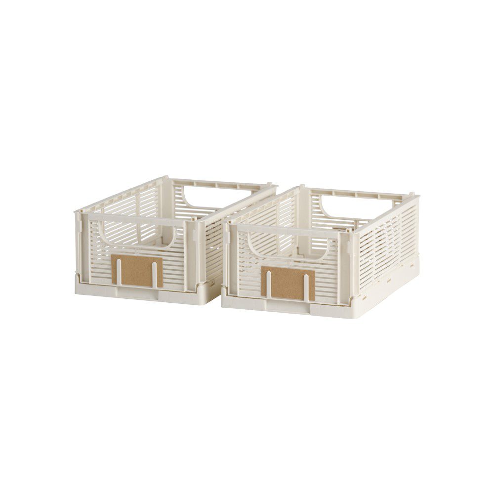 Linear Collapsible Crate | S | 25x16cm | Chalk White (Set of 2)