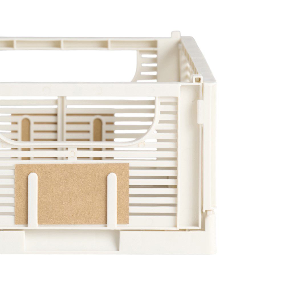 Linear Collapsible Crate | S | 25x16cm | Chalk White (Set of 2) by DESIGNSTUFF (linear-collapsible-crate-s-25x16cm-chalk-white-2pc)