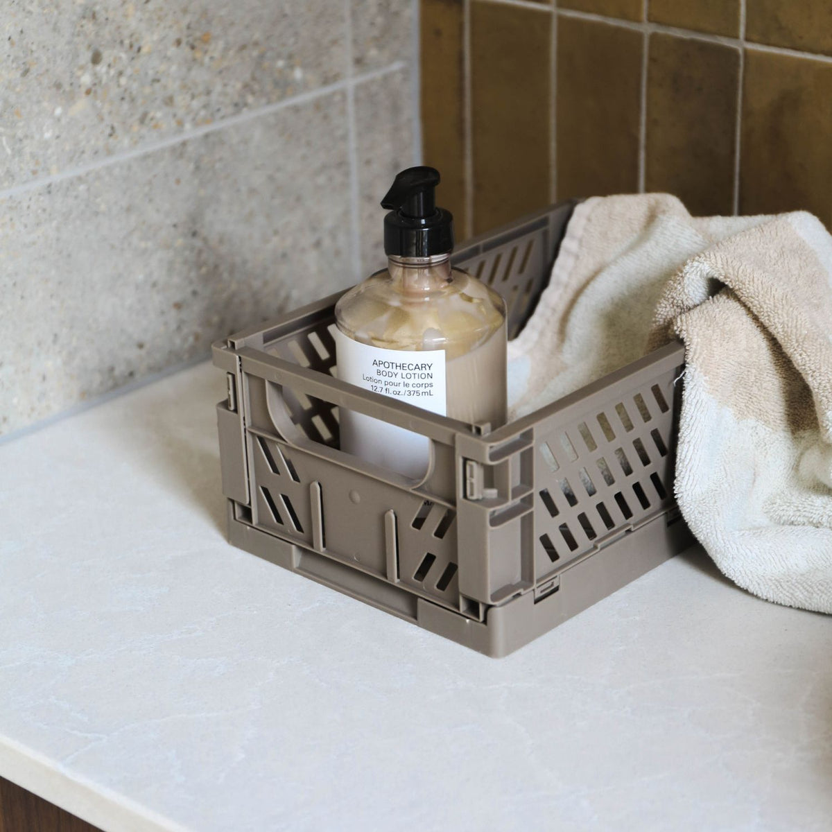 Slant Collapsible Crate | S | 25x16cm | Taupe (2pc) by DESIGNSTUFF (slant-collapsible-crate-s-25x16cm-taupe-2pc)