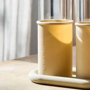 RUND Bottle for Olive Oil Glass/Silicone |700ml | Sand