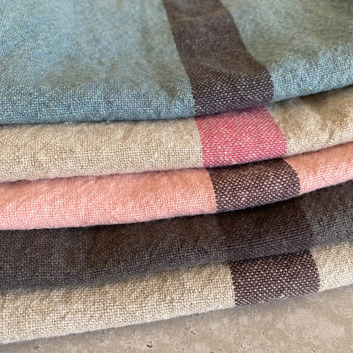 DOUDOU Tea Towel | Linen/Rose by CHARVET EDITIONS (charvet-editions-tea-towel-doudou-natural-stripe-rose)