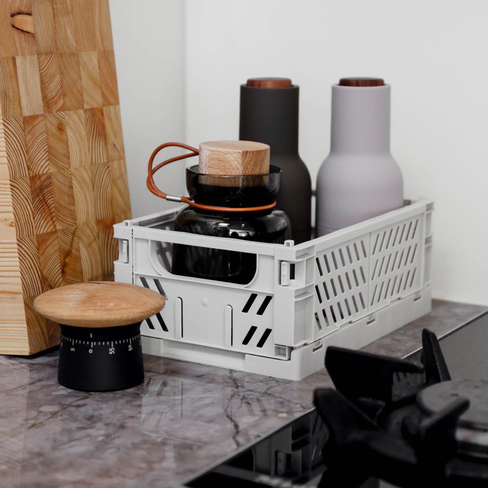 Slant Collapsible Crate | S | 25x16cm | Grey (2pc) by DESIGNSTUFF (slant-collapsible-crate-s-25x16cm-grey-2pc)