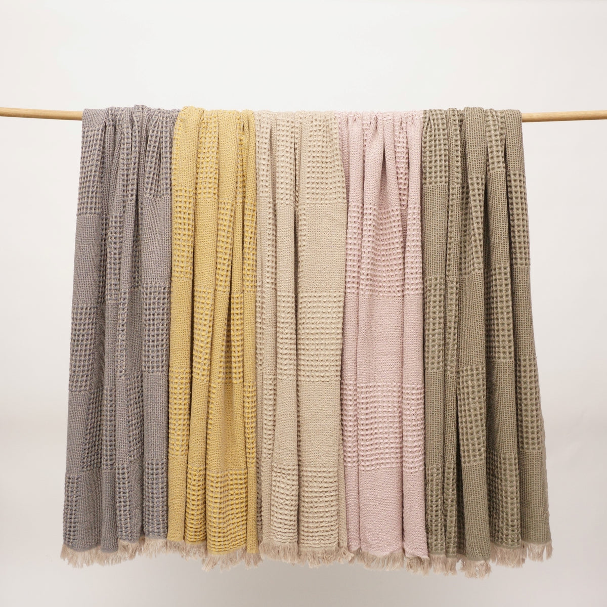 Duello Waffle Throw | Mustard by ANZA TEXTILE COMPANY (anza-duello-waffle-throw-mustard)