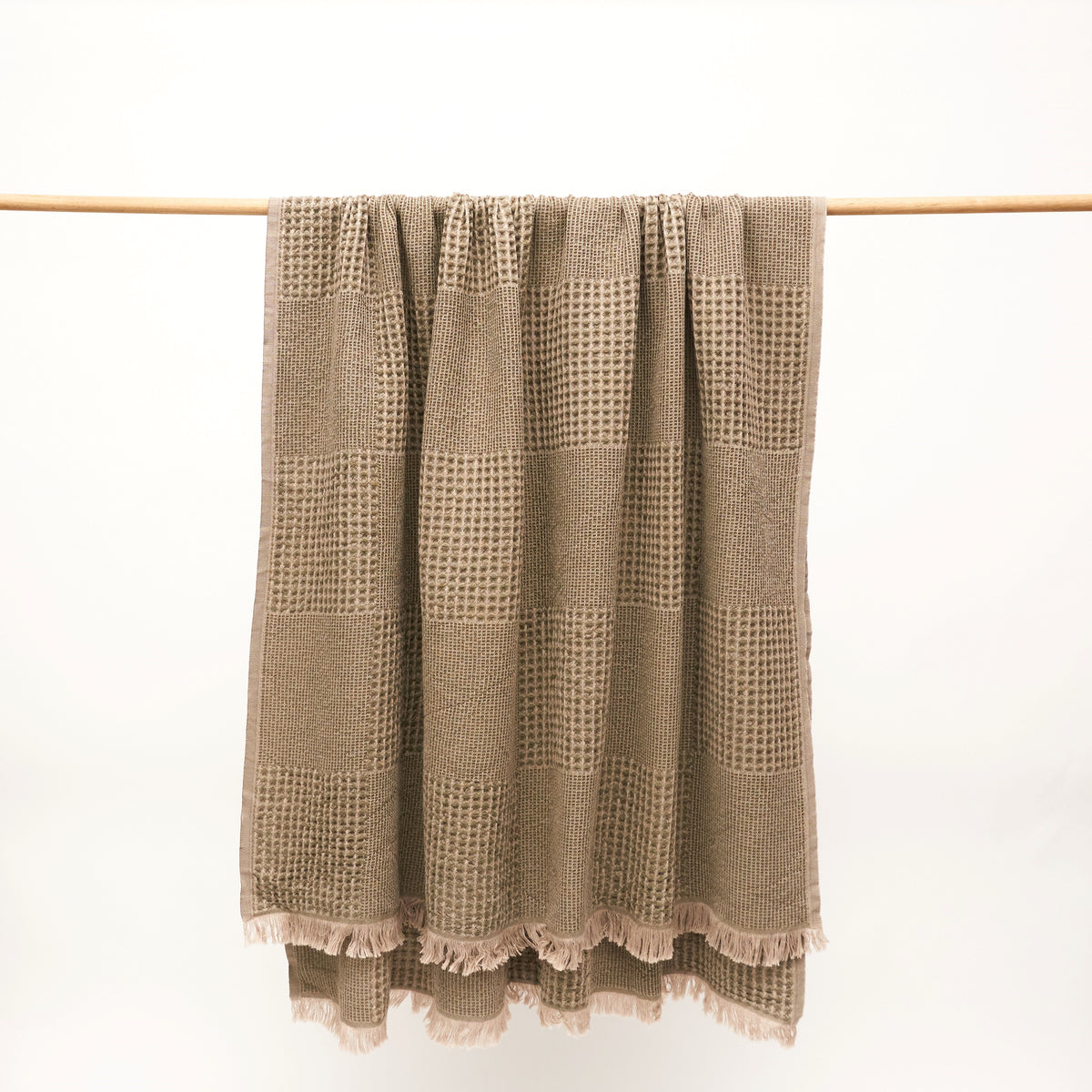Duello Waffle Throw | Army Green by ANZA TEXTILE COMPANY (anza-duello-waffle-throw-army-green)