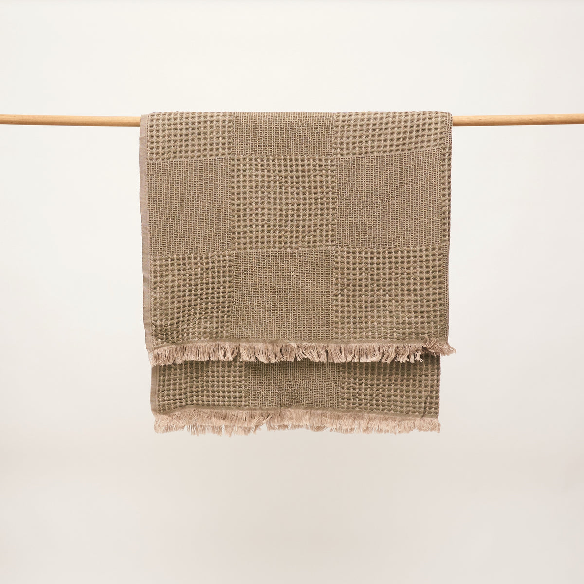 Duello Waffle Throw | Army Green by ANZA TEXTILE COMPANY (anza-duello-waffle-throw-army-green)