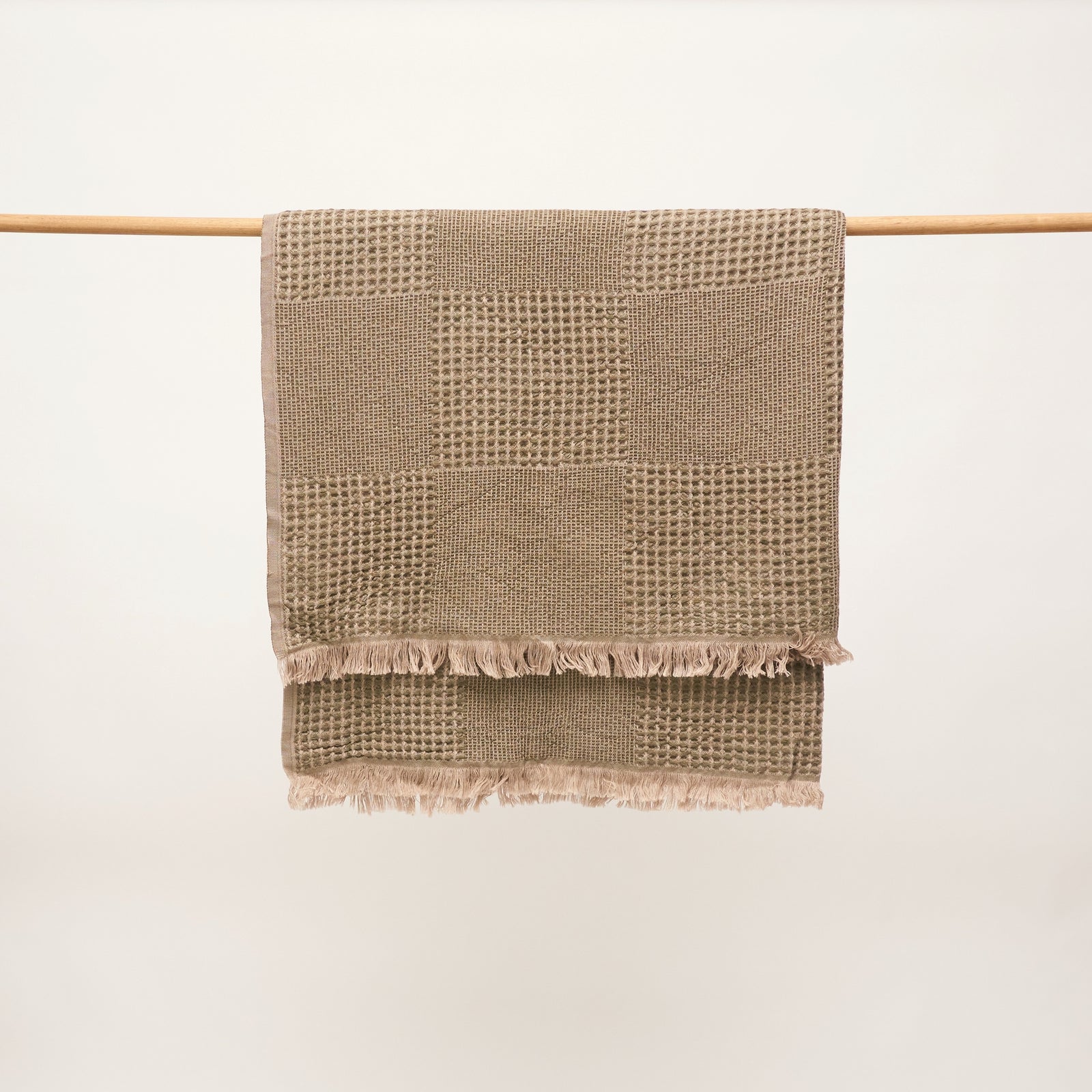 Duello Waffle Throw | Army Green by ANZA TEXTILE COMPANY (anza-duello-waffle-throw-army-green)