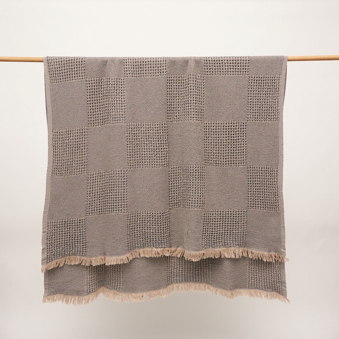 Duello Waffle Throw | Charcoal Grey by ANZA TEXTILE COMPANY (anza-duello-waffle-throw-charcoal-grey)