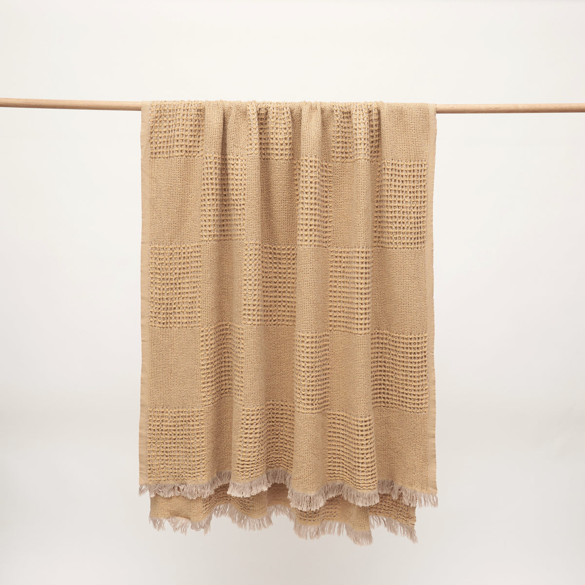 Duello Waffle Throw | Mustard by ANZA TEXTILE COMPANY (anza-duello-waffle-throw-mustard)