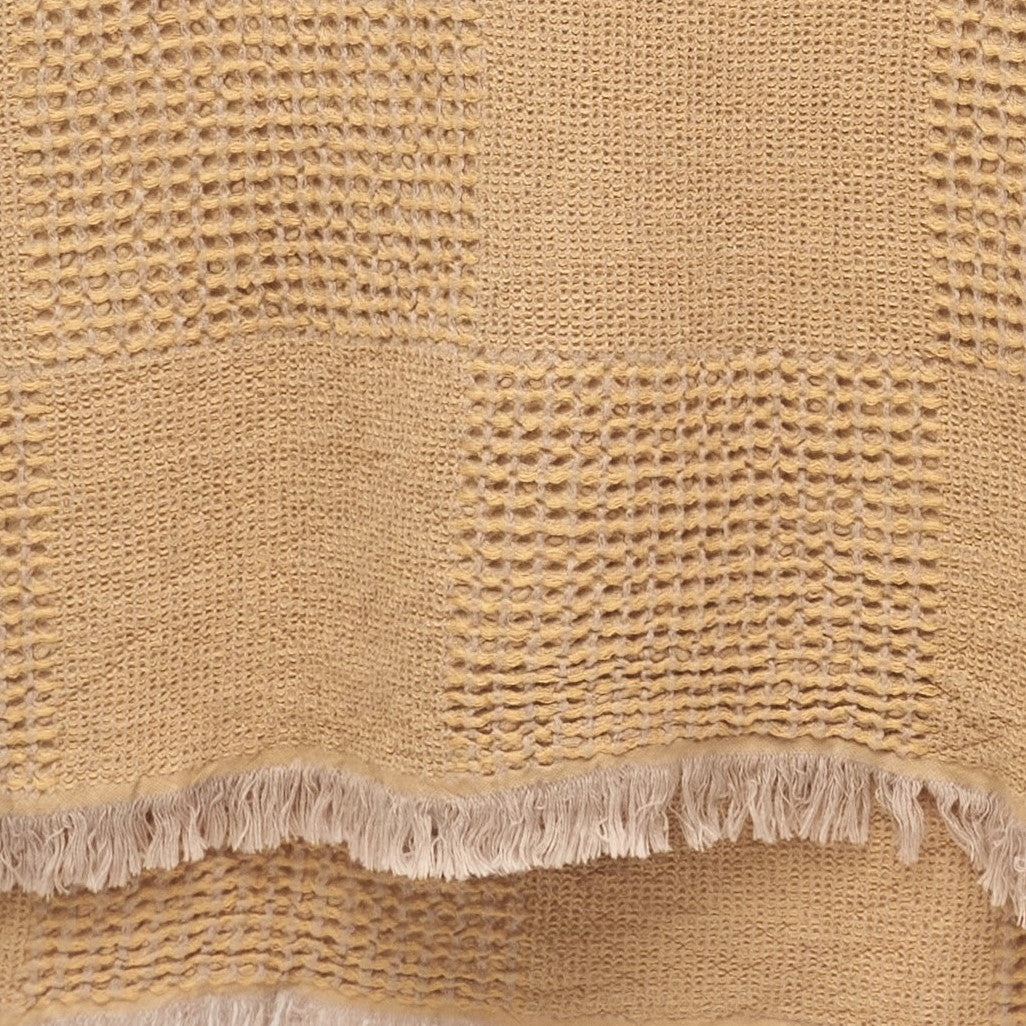 Duello Waffle Throw | Mustard by ANZA TEXTILE COMPANY (anza-duello-waffle-throw-mustard)
