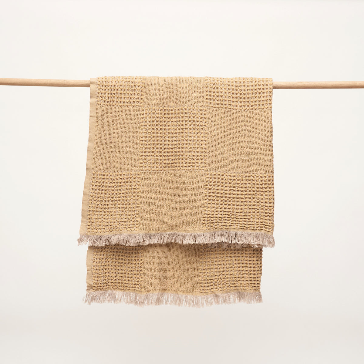 Duello Waffle Throw | Mustard by ANZA TEXTILE COMPANY (anza-duello-waffle-throw-mustard)