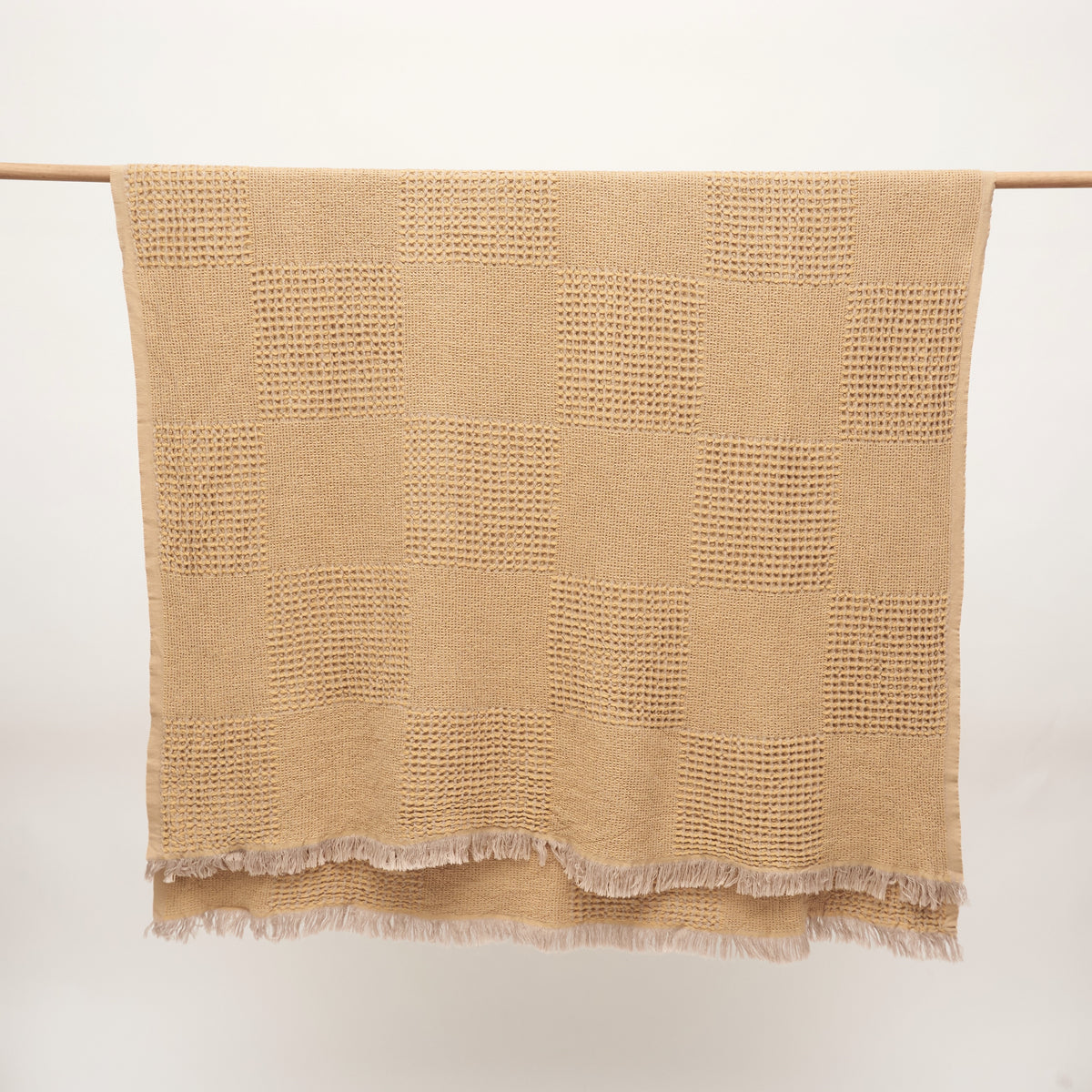 Duello Waffle Throw | Mustard by ANZA TEXTILE COMPANY (anza-duello-waffle-throw-mustard)