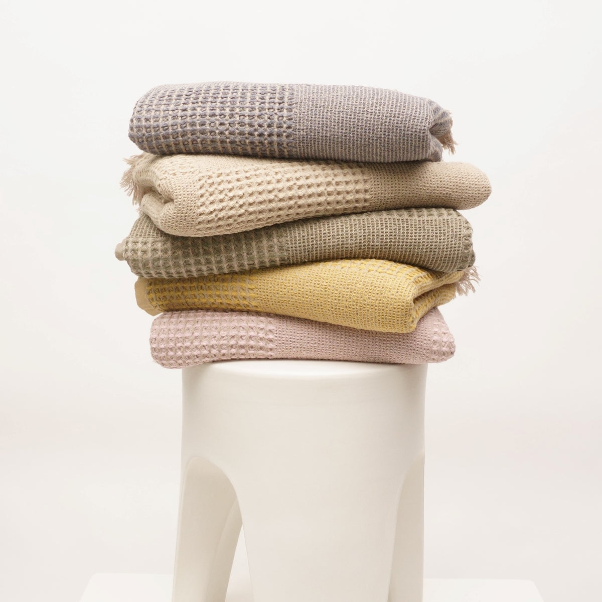 Duello Waffle Throw | Army Green by ANZA TEXTILE COMPANY (anza-duello-waffle-throw-army-green)