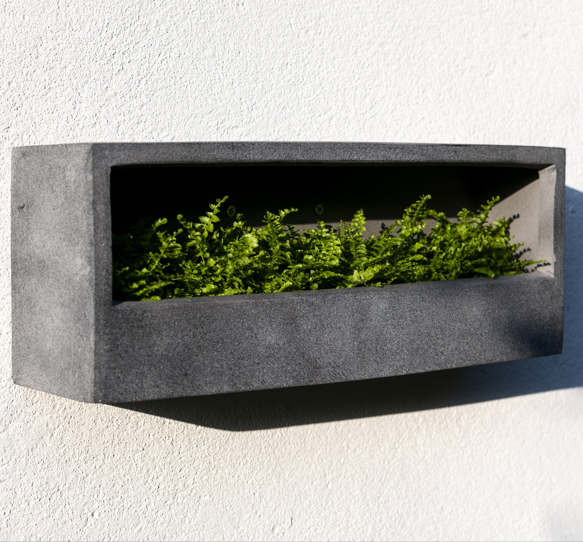 Balcony Low Wall Planter XS | Matte Black by POTTERY POTS (wally-wall-mounted-fiberstone-planter-s-40cm-grey-copy)