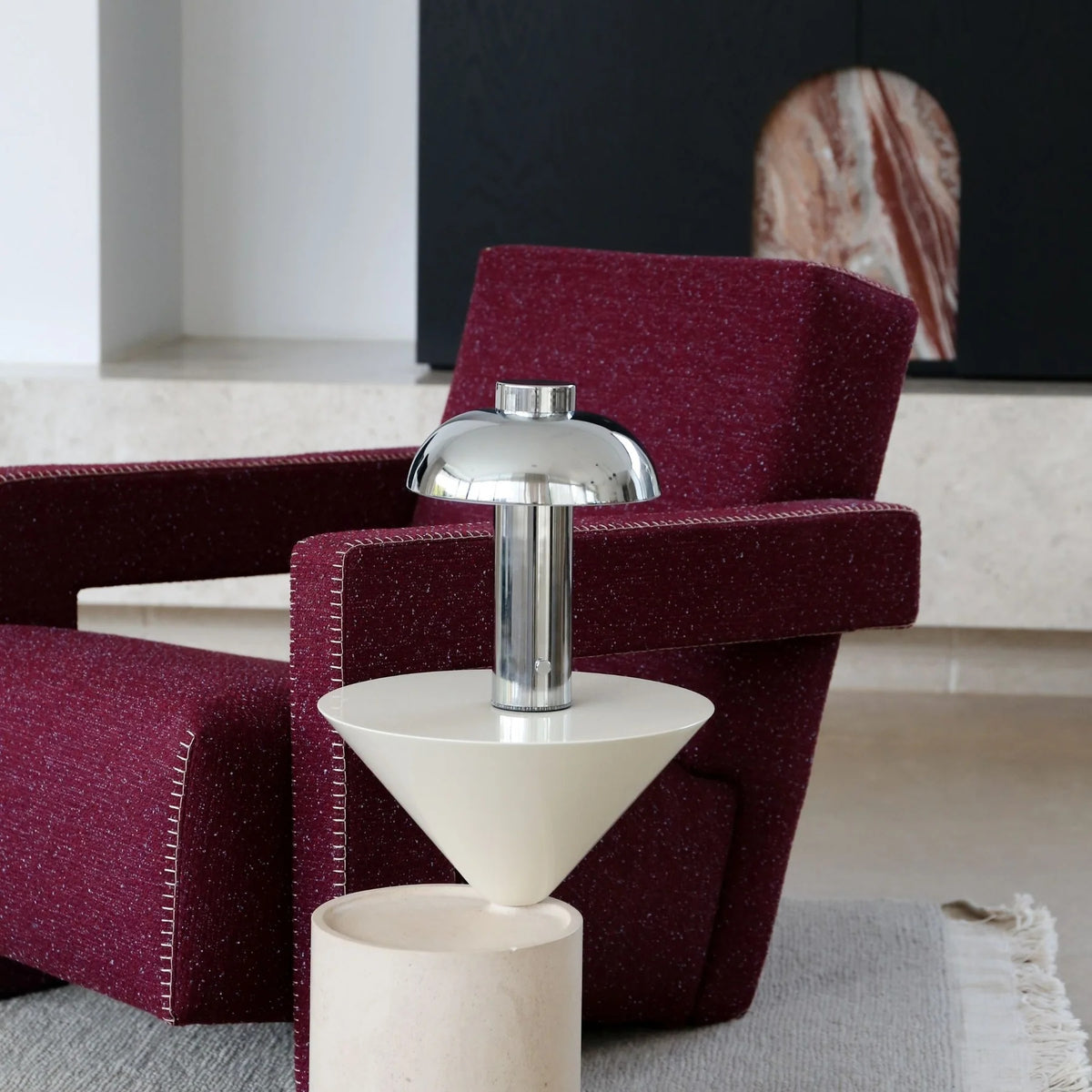 Designstuff Elio Pillar Portable Lamp | Chrome/Chrome