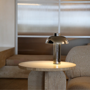 Elio Pillar Portable Lamp | Chrome/Chrome by DESIGNSTUFF (elio-pillar-portable-lamp-chrome-chrome)