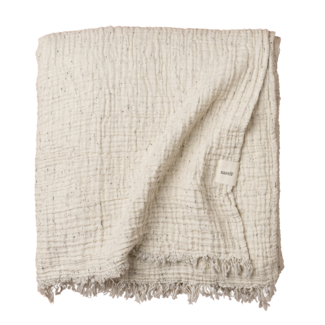 Enes Bedspread Throw | Off White Speckle