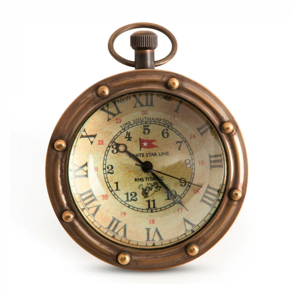 Porthole Eye of Time Clock - Bronze by AUTHENTIC MODELS (stand-for-eye-of-time-nickel-16)