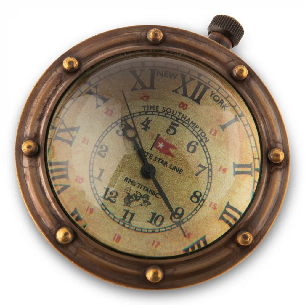 Porthole Eye of Time Clock - Bronze by AUTHENTIC MODELS (stand-for-eye-of-time-nickel-16)
