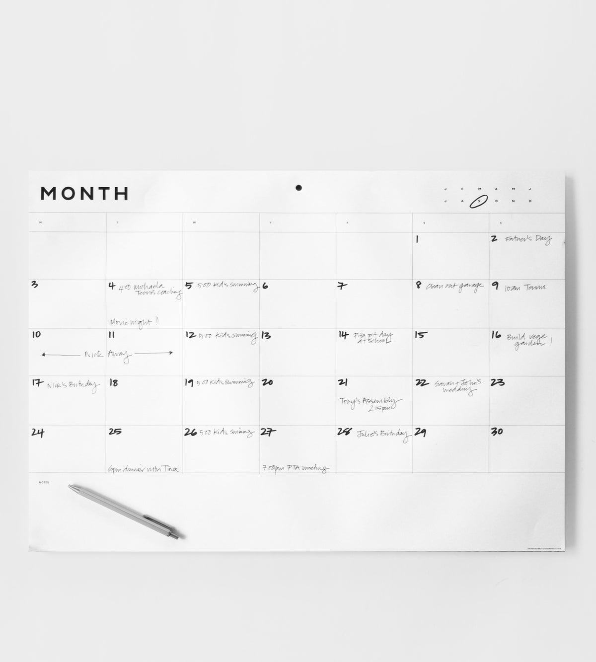 A2 Month Planner by FATHER RABBIT (a2-month-planner)