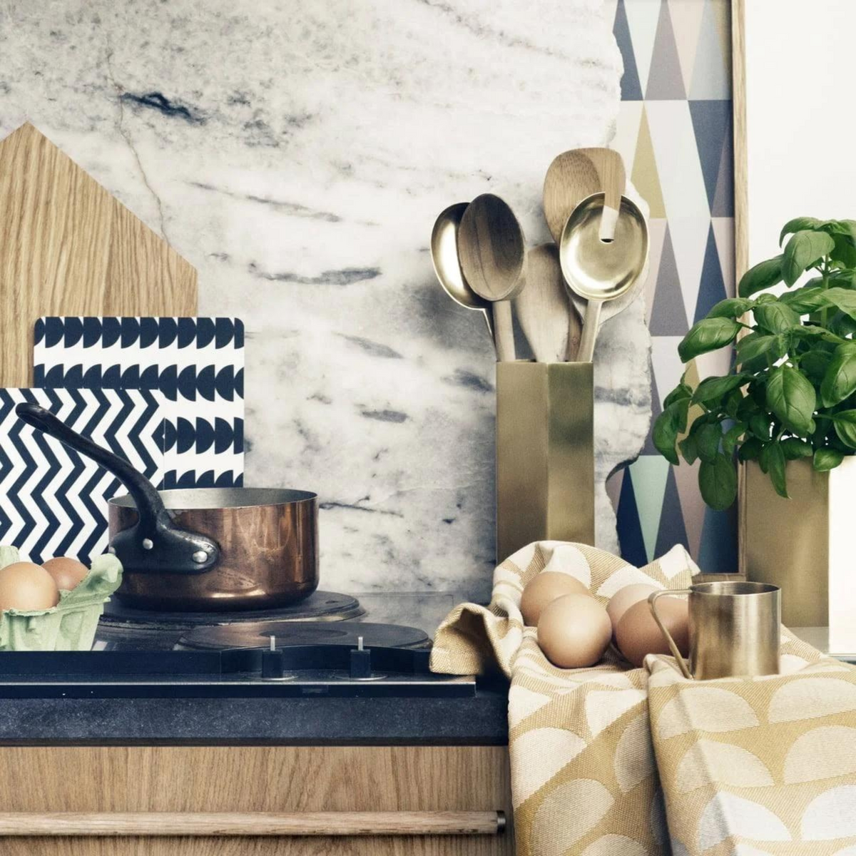 Ferm Living Fein Salad Servers | Brass
