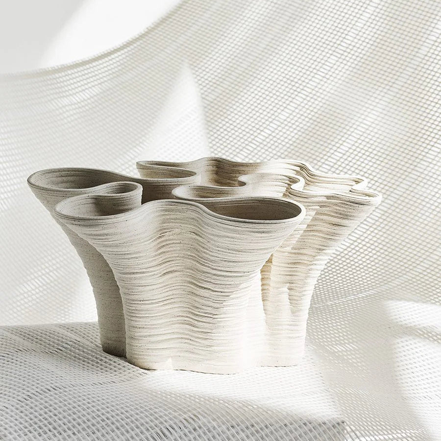 Tell Me More Fiordo 3D Printed Porcelain Vase Small | Off-White