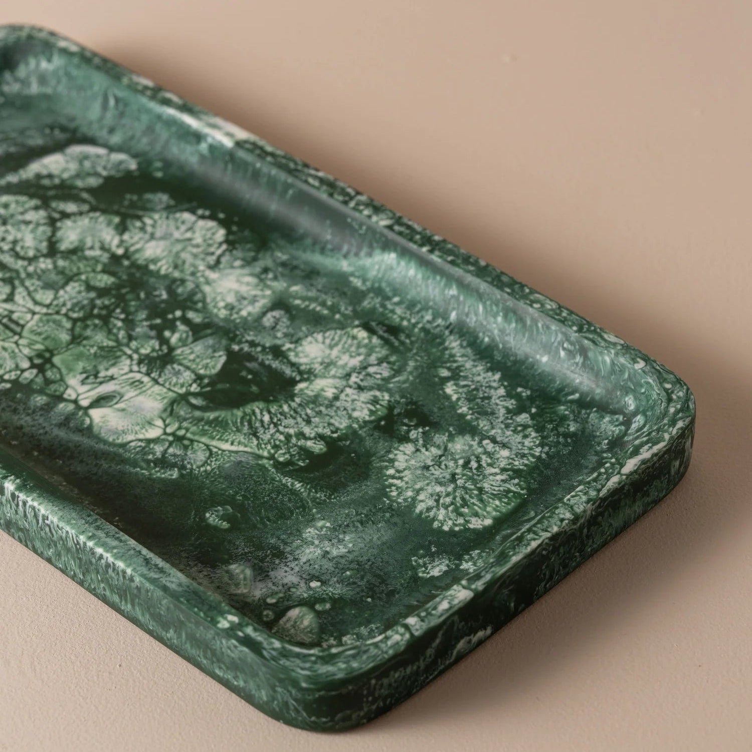 Flow Resin Bathroom Caddy/Tray | Dark Jade by SAARDÉ (flow-resin-bathroom-caddy-tray-dark-jade)