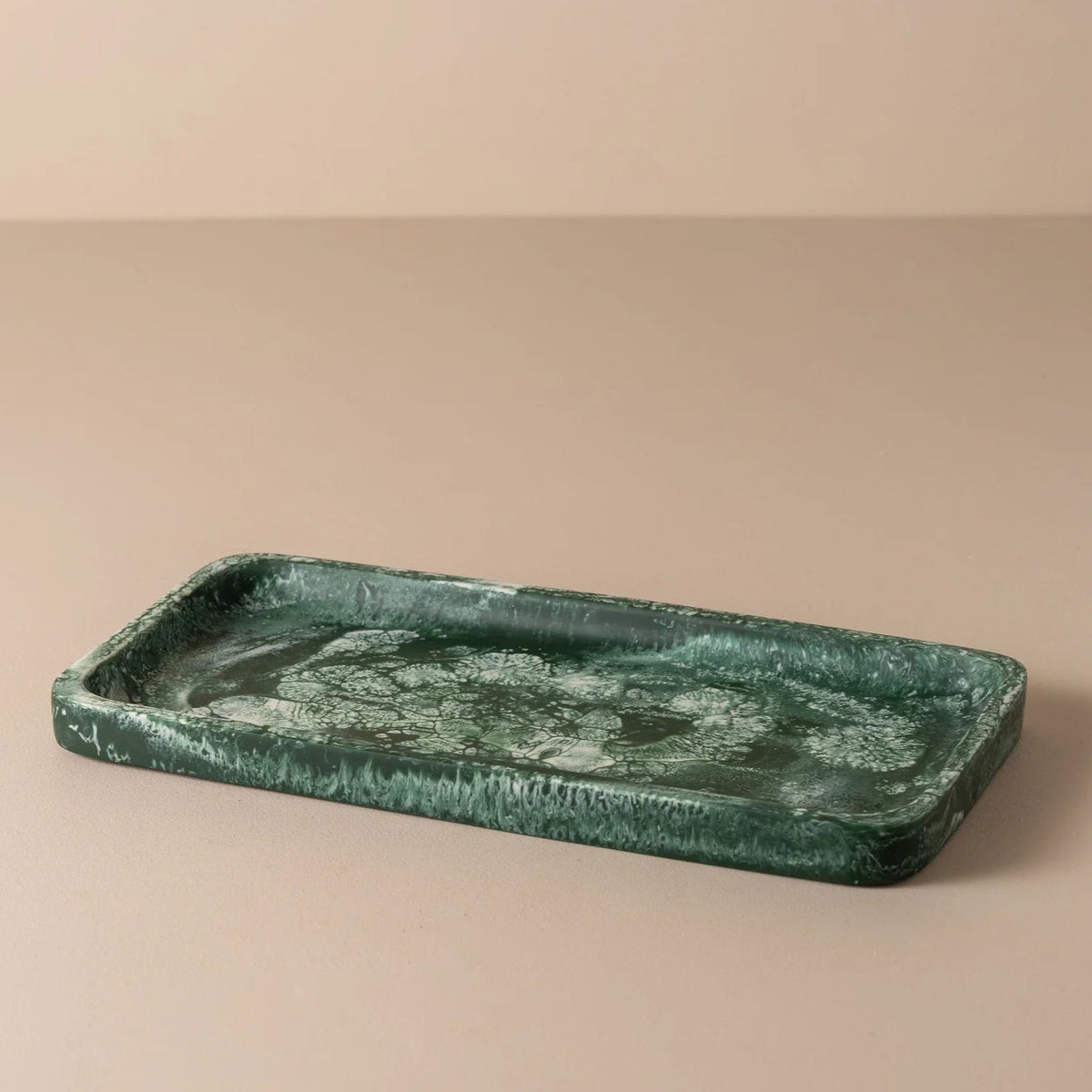Flow Resin Bathroom Caddy/Tray | Dark Jade by SAARDÉ (flow-resin-bathroom-caddy-tray-dark-jade)
