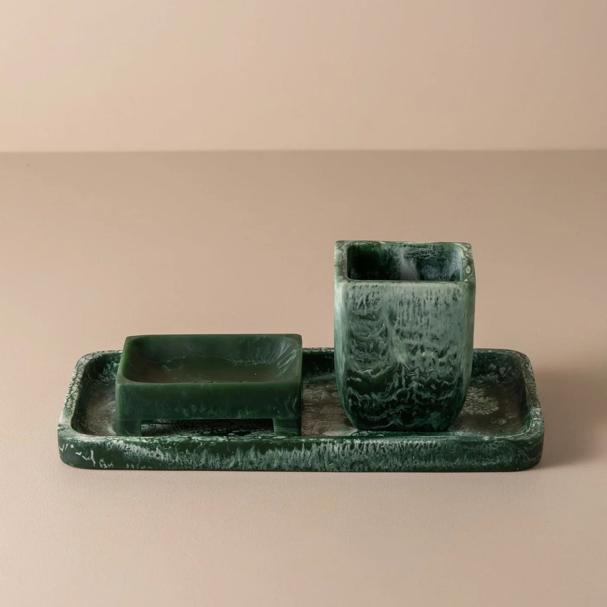 Flow Resin Bathroom Caddy/Tray | Dark Jade by SAARDÉ (flow-resin-bathroom-caddy-tray-dark-jade)