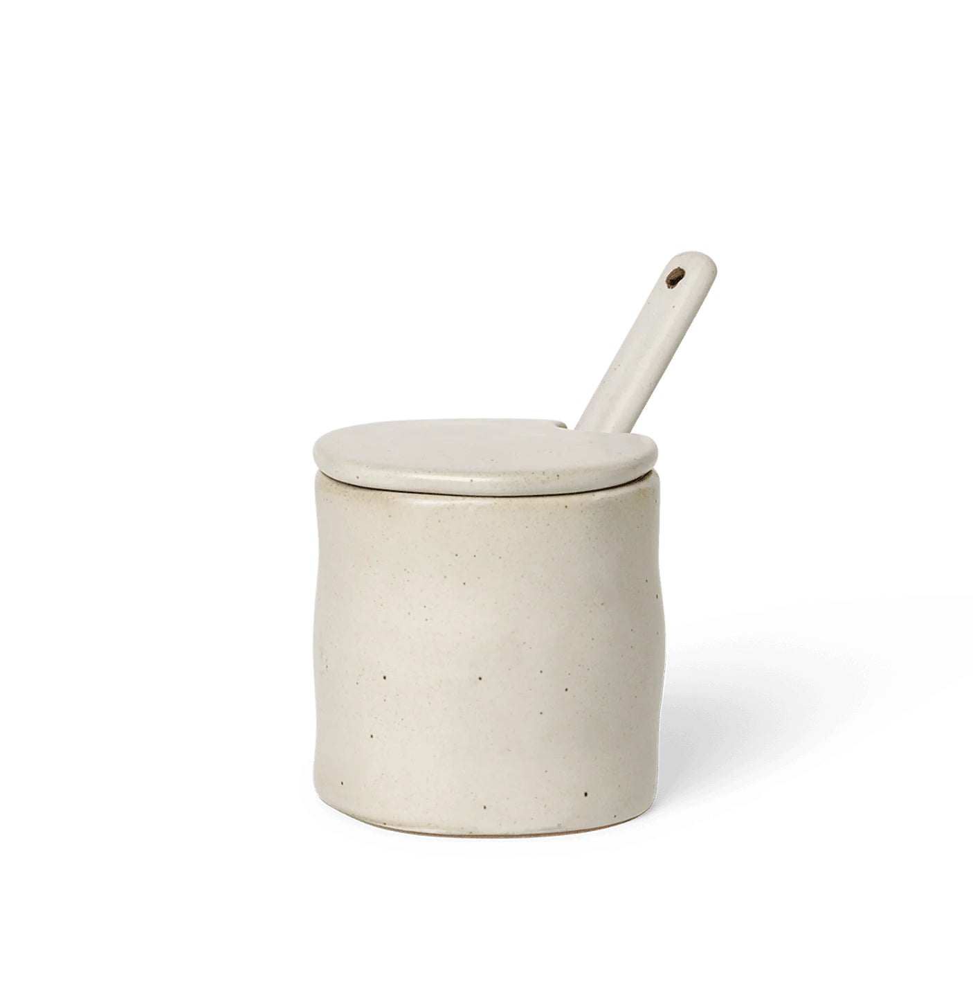 Flow Jar With Spoon | Off White Speckle