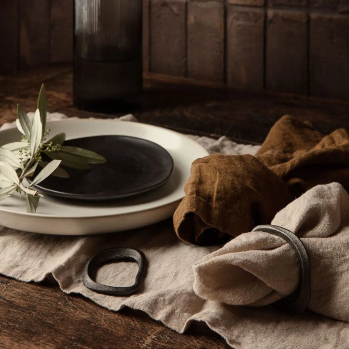 Flow Napkin Rings | Set 4 | Black Brass