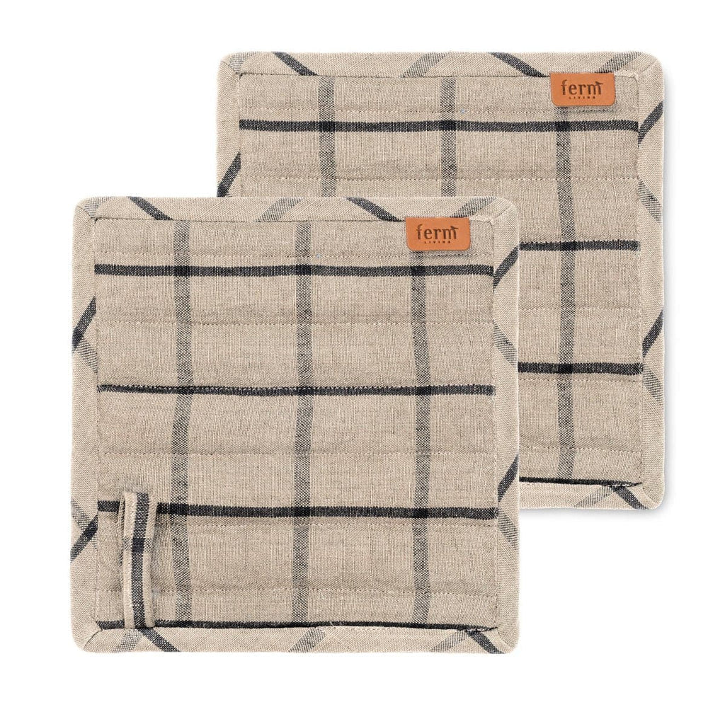 Hale Pot Holders | Set of 2 | Sand/Black by FERM LIVING (hale-pot-holders-set-of-2-sand-black)