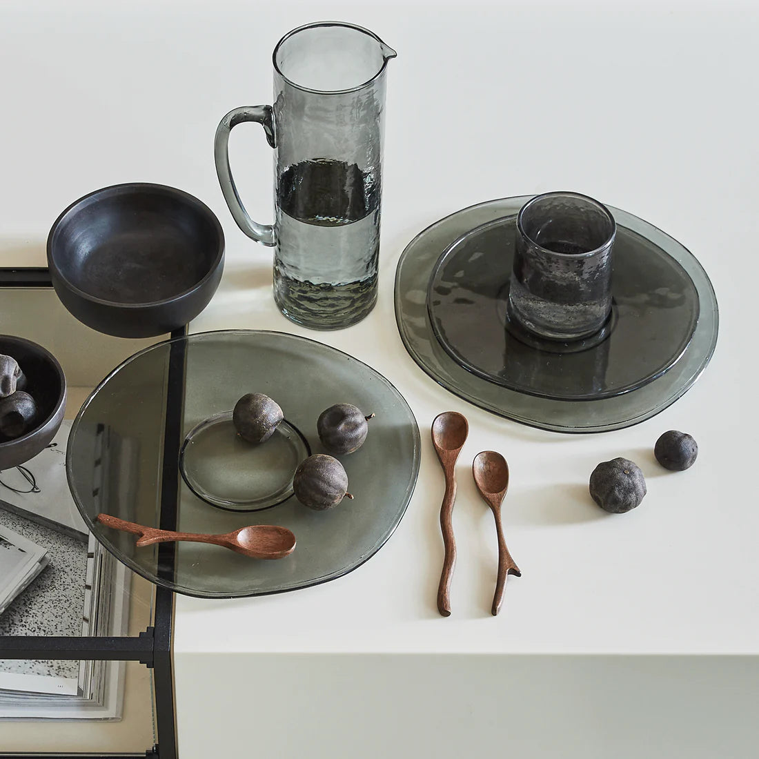 Hammered Glass Jug | Ebony by URBAN NATURE CULTURE (urban-nature-culture-jug-hammered-glass-ebony)