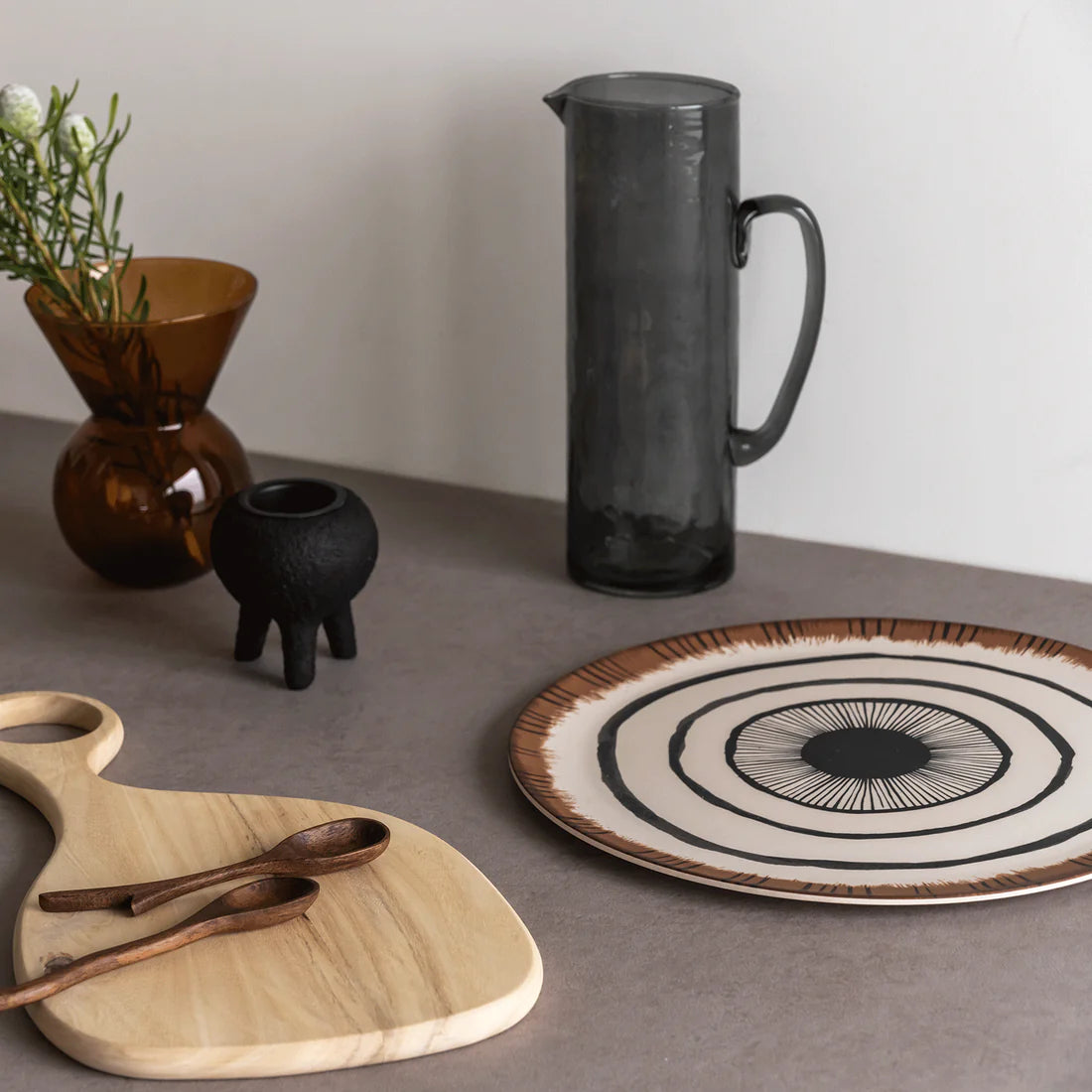 Hammered Glass Jug | Ebony by URBAN NATURE CULTURE (urban-nature-culture-jug-hammered-glass-ebony)