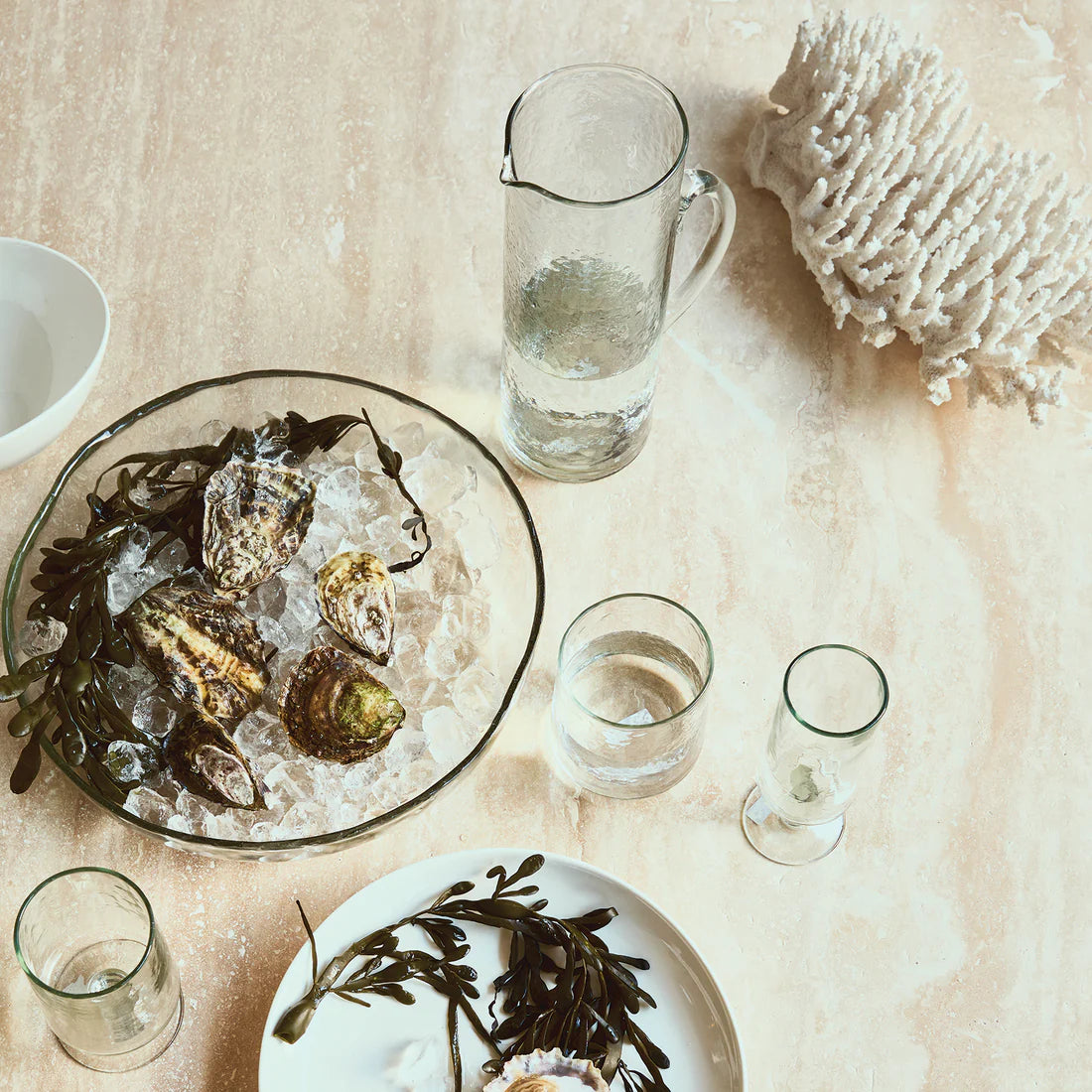 Hammered Glass Serving Bowl | Clear by URBAN NATURE CULTURE (urban-nature-culture-serving-bowl-hammered-glass-transparent)