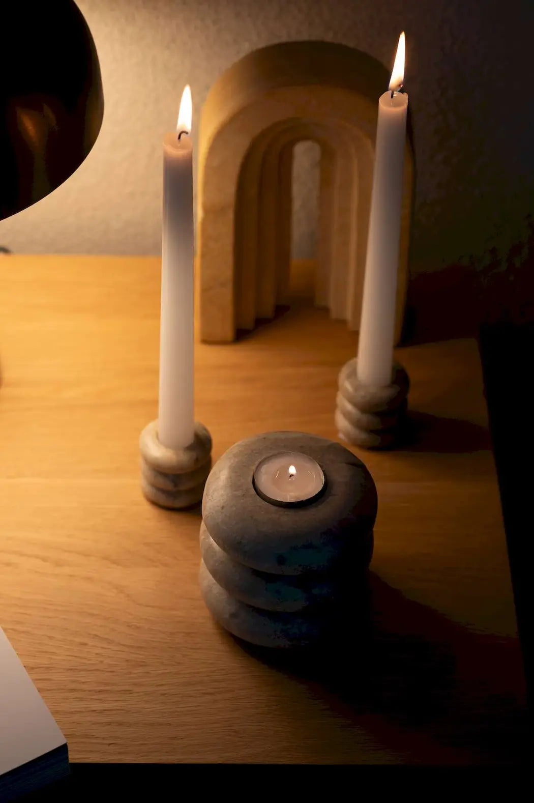 Madisson Candle holder | Brown Marble by BLOOMINGVILLE (madisson-votive-candlestick-brown-marble)