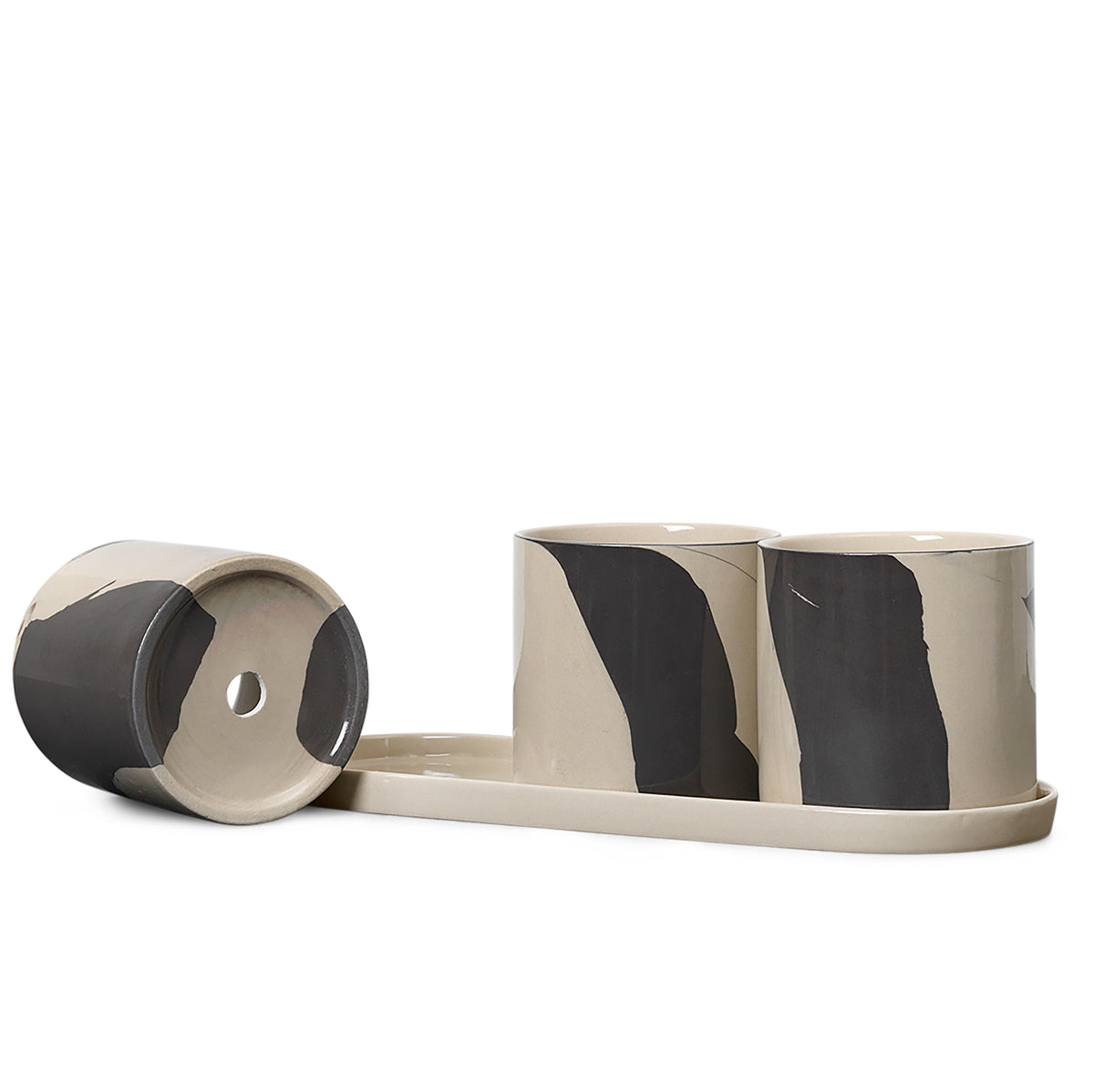 Inlay Herb Pots | Sand/Brown by FERM LIVING (inlay-herb-pots-sand-brown)