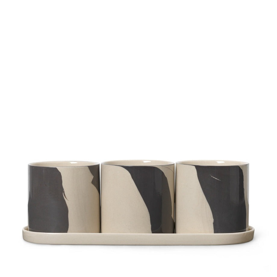 Inlay Herb Pots | Sand/Brown by FERM LIVING (inlay-herb-pots-sand-brown)
