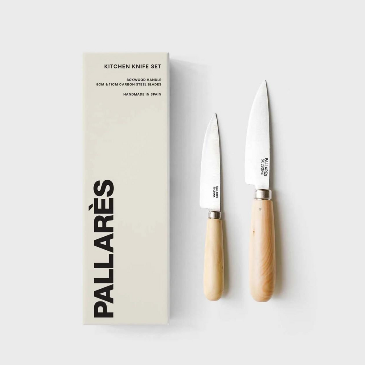 Boxwood Carbon Steel Kitchen Knife Set | 8cm & 11cm by PALLARÈS (pallares-kitchen-knife-set-8cm-11cm-carbon-steel)
