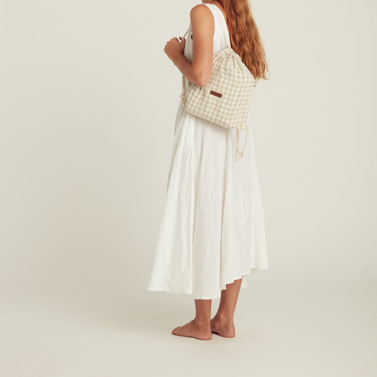 Gingham Linen Picnic Rug | Almond by Le Weekend (classic-gingham-linen-picnic-rug)