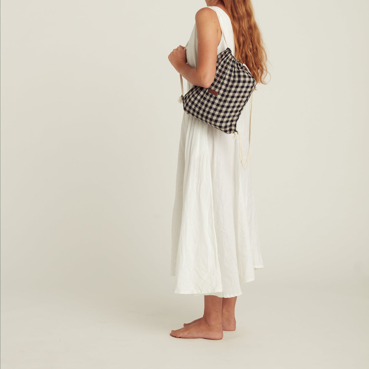 Gingham Linen Picnic Rug | Classic Black by Le Weekend (almond-gingham-linen-picnic-rug)