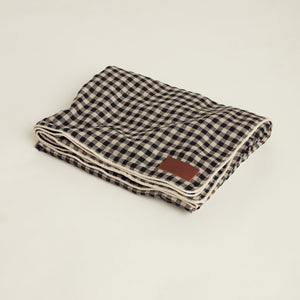 Gingham Linen Picnic Rug | Classic Black