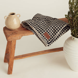 Gingham Linen Picnic Rug | Classic Black