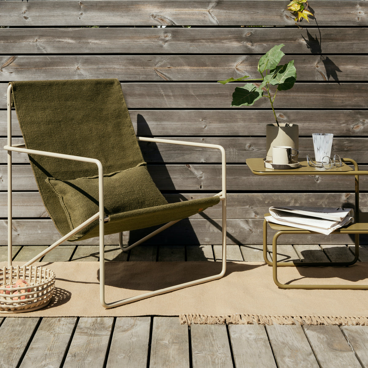 Desert Lounge Chair | Cashmere/Olive by FERM LIVING (desert-lounge-chair-cashmere-stripe)
