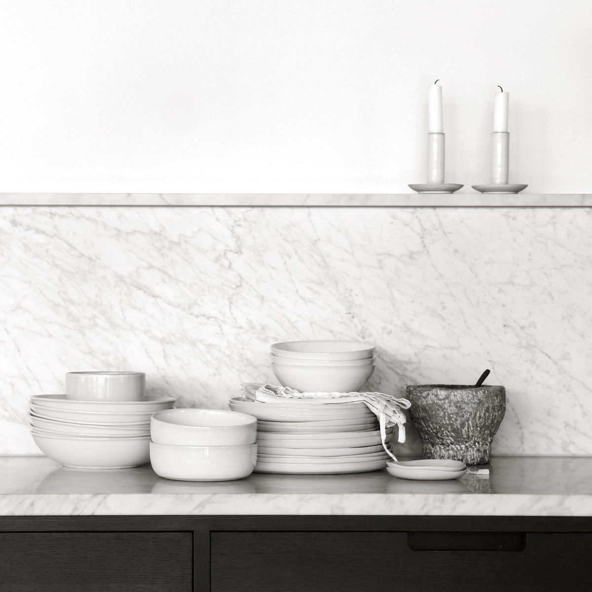 Lou Candle Holder | Grey White by TELL ME MORE (tell-me-more-lou-candle-holder-white)