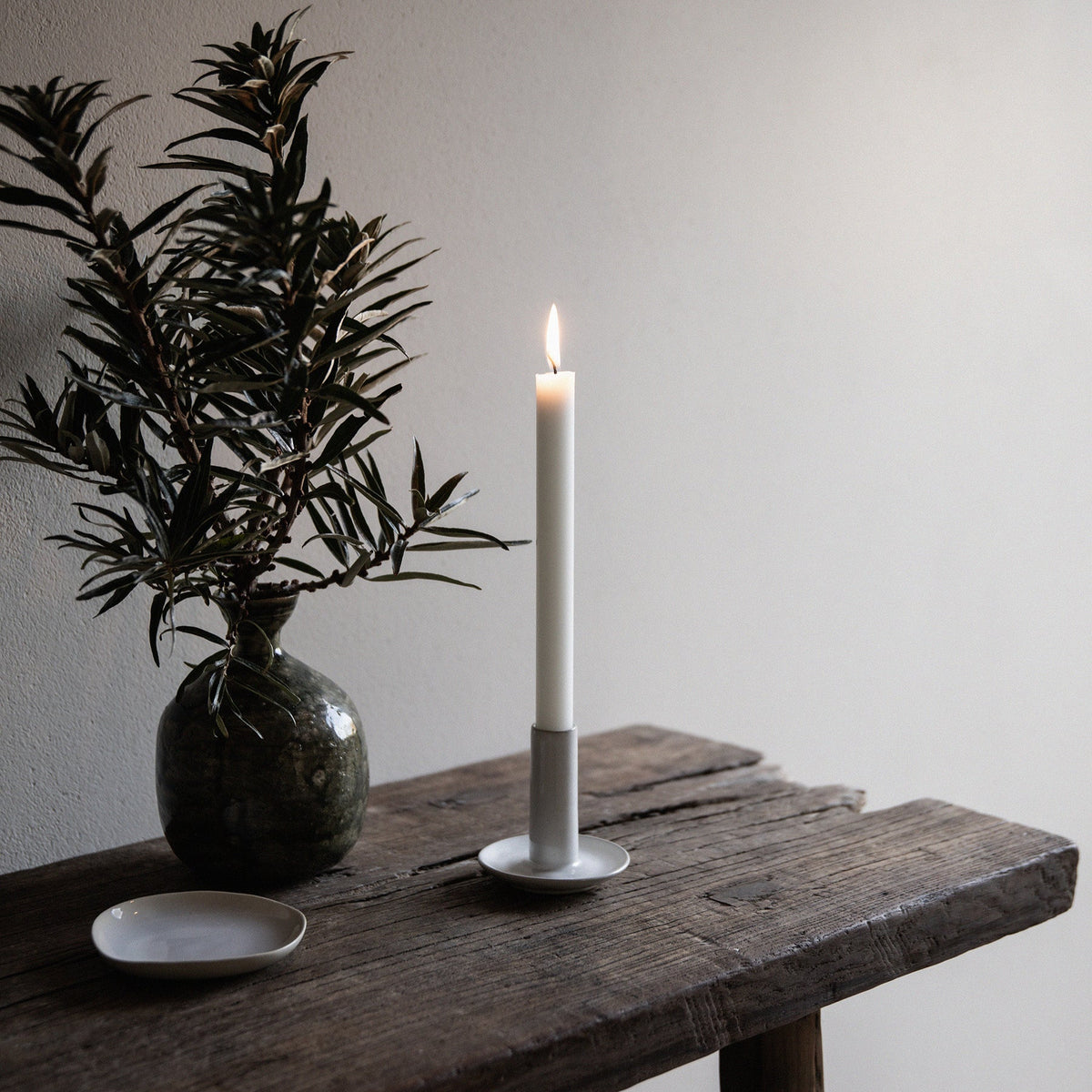 Lou Candle Holder | Grey White by TELL ME MORE (tell-me-more-lou-candle-holder-white)