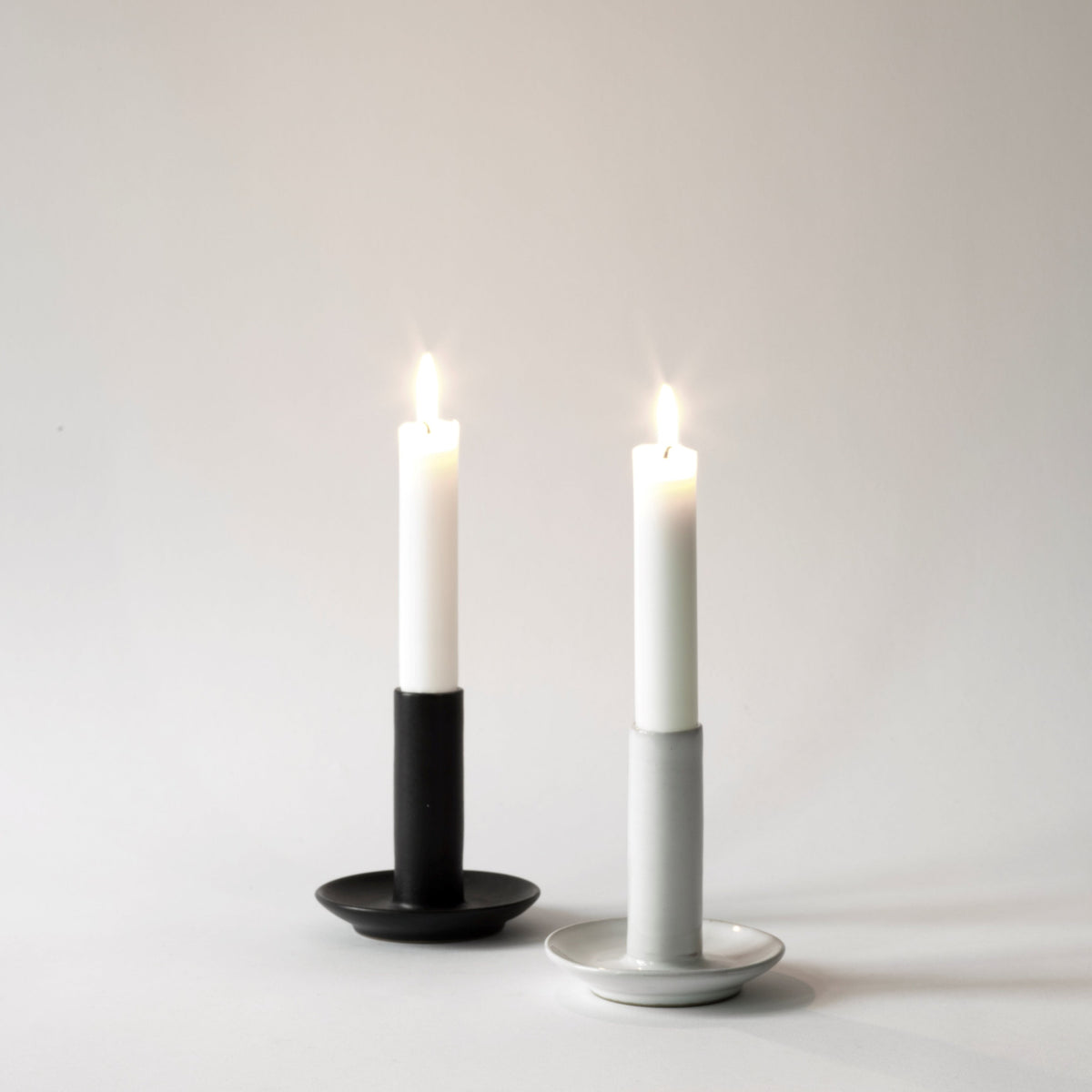 Lou Candle Holder | Grey White by TELL ME MORE (tell-me-more-lou-candle-holder-white)